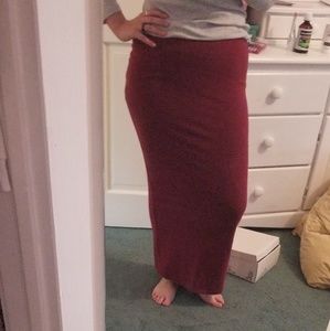 Maroon Long Pencil Skirt